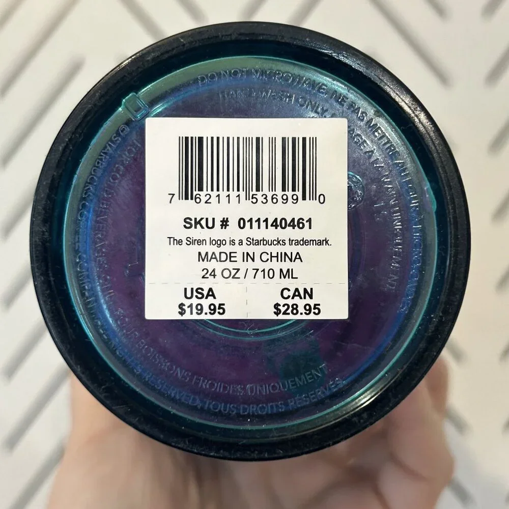 Starbucks 2023 Holographic Teal Glacier Oil Slick Siren Mermaid Cup Cold Tumbler